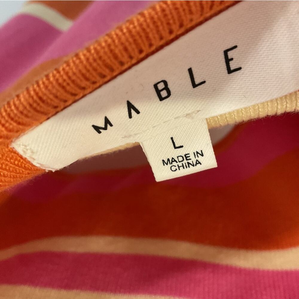 Mable Orange Pink Striped Cut-Out Sleeveless Midi Sweater Dress Large - Picture 7 of 8